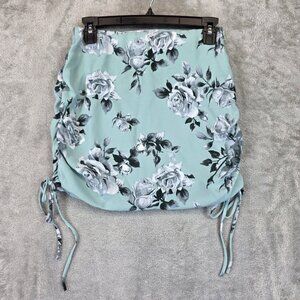 Windsor Skirt Womens XS Floral Rose Print Ruched Mini Side Tie Made in USA